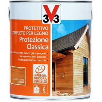 PROTETTIVO COMPLETO PER LEGNO PER PROTEGGERE E DECORARE I RIVESTIMENTI IN LEGNO ESTERNI ED INTERNI CASTAGNO SCURO 2,5LT