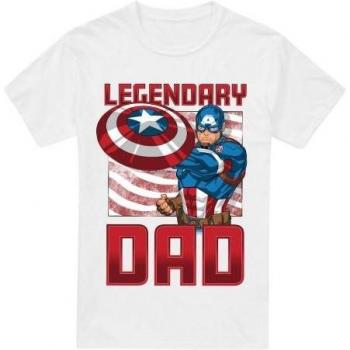 T-shirt Captain America Mon Papa Est Un Héros Blanc