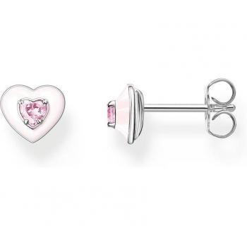 Pendientes de Plata con Corazón y Piedras Rosas Thomas Sabo