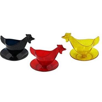 Eierbecher Huhn 3er Set mit Glitzer schwarz, rot, gold