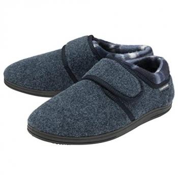Dunlop Men's Easy Close Orthopedic Velcro Slippers with Memory Foam