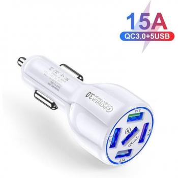 USLION 15A USB Auto Ladegerät mit 5 Ports und LED-Anzeige für iPhone 12, Xiaomi, Huawei