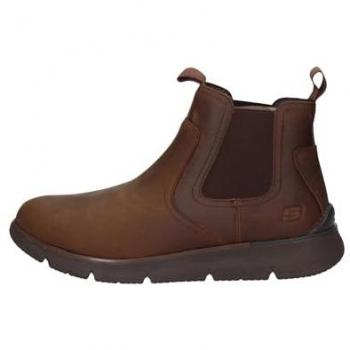 SKECHERS Augustino Paulo Bottines pour homme – cuir marron, 42