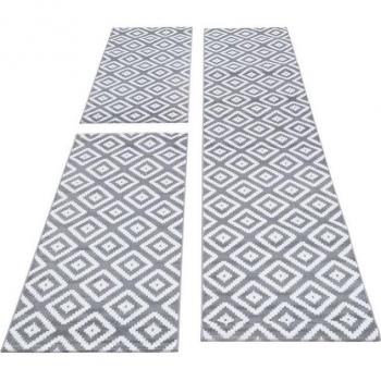 Tapis de karting Flor 3 pièces blanc et gris