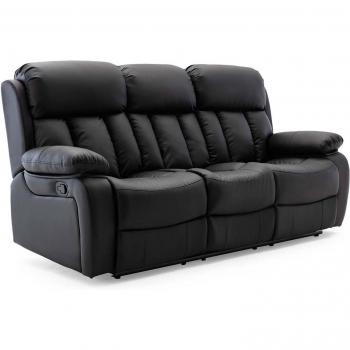 Ebern Designs Deneka 3 Seater Reclining Sofa Black 108cm H X 211cm W X 92cm D