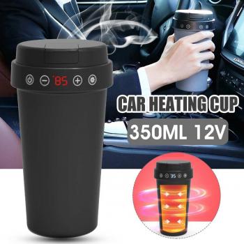 Taza calefactora de coche con display LCD y control de temperatura, 350ml