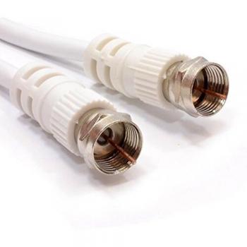 White RG59 Coax Cable, F Plug to F Plug