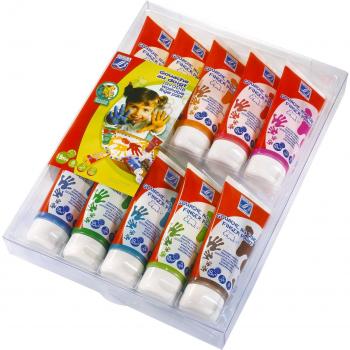 Kit Découverte Peintures au Doigt – 10 Tubes 80 ml, Enfant