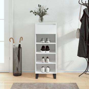 Scarpiera in Legno Bianco 40x36x105 cm Design Contemporaneo