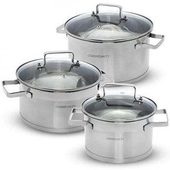 Marmite Classbach batterie de cuisine 6 pièces inox anti-adhésif tous feux induction gris