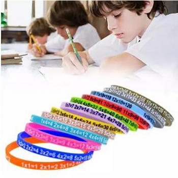 12-Piece Silicone Multiplication Bracelets for Kids