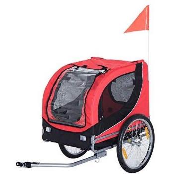 Remolque de Bicicleta para Mascotas PawHut 1 Bandera 8 Reflectores 130x73x90 cm