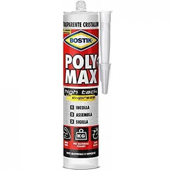 BOSTIK Poly Max High Tack Express Cristal colla di montaggio e sigillante universale super rapido e super forte, 100% cristallino cartuccia 300g trasparente