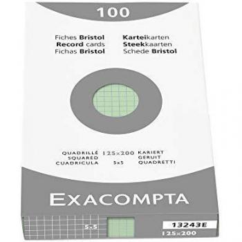 Coffret Bristol 125×200 mm – 100 fiches vertes 5x5