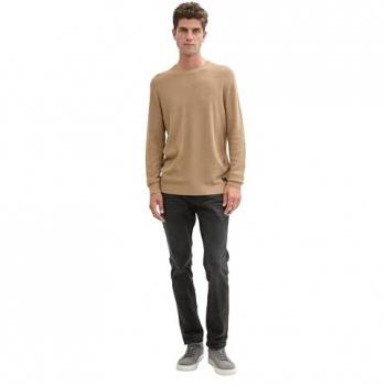 Tom Tailor Regular Fit Herren Pullover aus atmungsaktiver Baumwolle, Mittelbraun, Größe XL