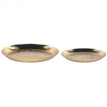 Goldene Eisen‑Schale für Dekoration – 2‑Pack, 40 × 40 × 4 cm