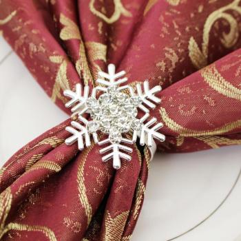 Accesorio de Mesa Navideño: Hebilla de Servilleta en Forma de Copo de Nieve