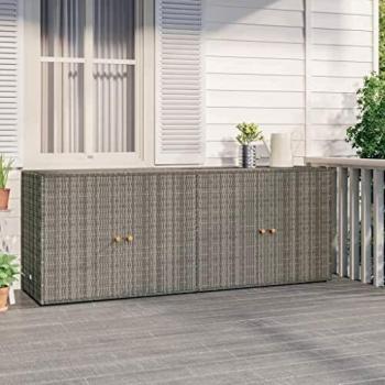 VidaXL Garden Storage Cabinet Gray 78x21.9x31.5 Poly Rattan