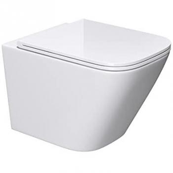 WC suspendu Doporro blanc cuvette céramique, abattant silencieux, frein de chute Aix112