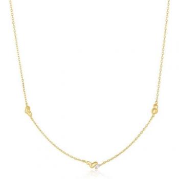 Zirconia Adorned Gold Twisted Necklace