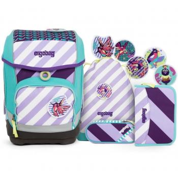 Ergobag Cubo Rucksack Set – 40 cm, 19 Liter – Lila Streifen‑Design für Mädchen