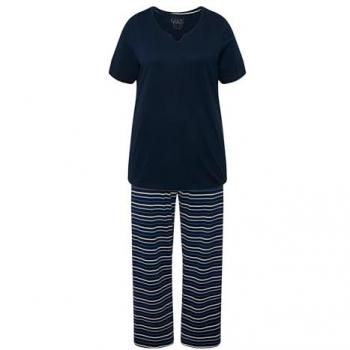 Ulla Popken Ringel Pyjama mit Halbarm