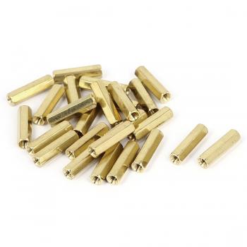 25Pcs M3x18mm Brass Hex Female Threaded Standoff with Spacer Nut