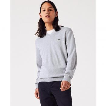 LACOSTE Pullover mit V-Ausschnitt, Silber, Größe XXL
