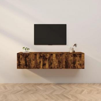 Vidaxl 3 Stk. TV-Wandschränke Räuchereiche 57x34,5x40 Cm