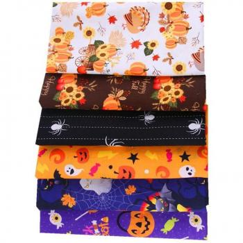 Material artesanal de telas de algodón para Halloween, parches de calabaza
