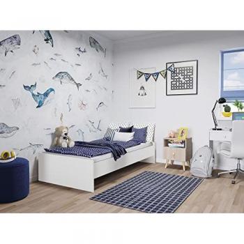 Cama individual contenedor Claire, revestimiento de tela, 100% Made in Italy, con colchón de 90x200 cm
