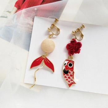 Women’s Japanese Style Koi Fish Clip Earrings