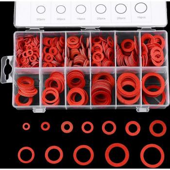 12 Sizes Red Steel Paper Fiber Flat Washer Kit with Plastic Box