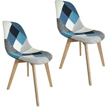 Sedie da pranzo Patchwork con gambe in legno