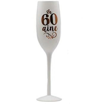 Flûte de champagne 60 ans blanc et rose gold
