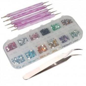 Kit Glamour Nail – 2 mm, 12 teintes, 3000 strass