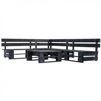 Divano da Giardino in Pallet 4 pz Neri in Legno