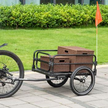 Black Steel Bike Cargo Trailer with Triple Safety and Suspension