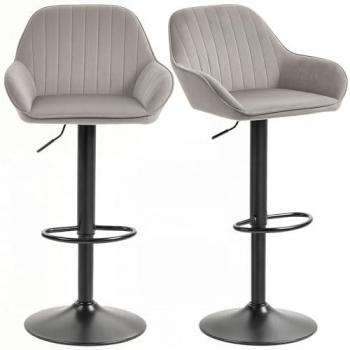 Paquet 2 Tabourets Bar Homcom Récupérateurs de Pieds Gris
