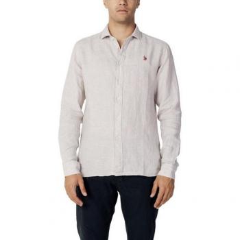 U.S. Polo Assn. Size S Beige Long Sleeve Linen Shirt for Men