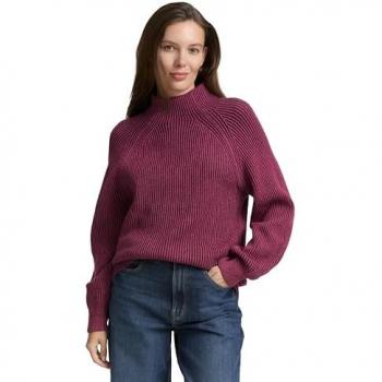 M‑Size Red Rib Structured Sweatshirt for Women – Tom Tailor 1047670