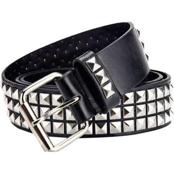 4‑Color Retro Bead Belt – Women’s Square Rivet Punk Rock Waistband