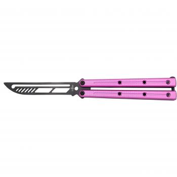 Navaja Third K2921P para entrenamiento: hoja de acero 420 negra 10.5 cm, mango en inox y aluminio púrpura