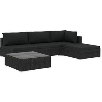 VidaXL Garten-Lounge-Set aus hochwertigem Poly Rattan in Schwarz