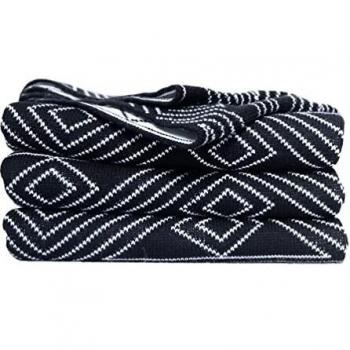 FAWZIYA Knitted Throw, Geometric Pattern, Black/White, 130x170 cm