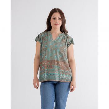 Blusa de mujer con estampado desdibujado de manga corta