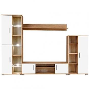 Sonoma Oak & White TV Cabinet with LED