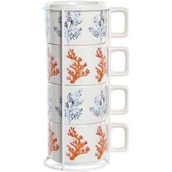 Set de Tazas de Café Coral y Azul