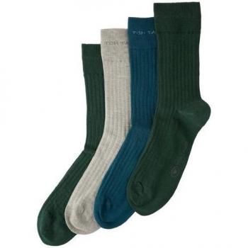 TOM TAILOR Uni Socken für Herren, 4er-Pack, grün