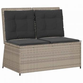 Banc de jardin en rotin synthétique gris clair avec coussin